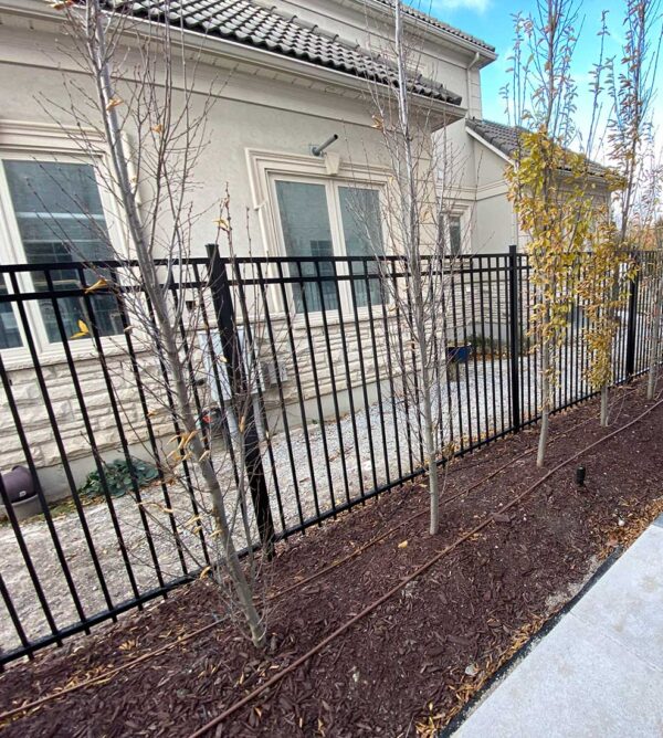 Aluminum Modern Picket Fence Panels Installed in Burlington