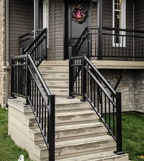 Aluminum Railings With Double Bars-Aluminum Picket Railings With Double Bars installed in Burlington