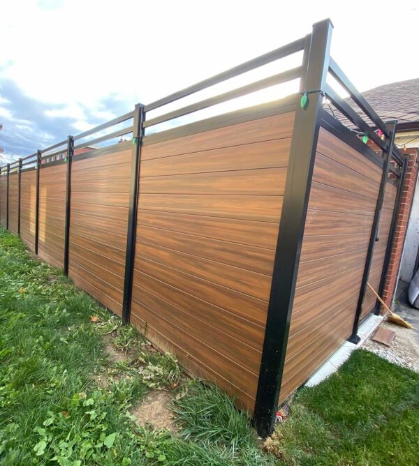 Horizontal Mocha Walnut Vinyl Fence Panels Burlington