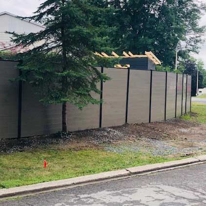 Horizontal Taupe-Teak Vinyl Fence Panels Burlington