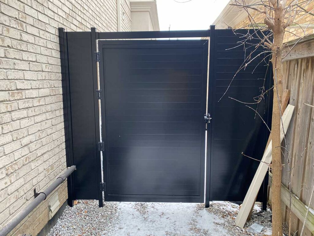 Aluminum Horizontal Slat Fence installed in Barrie