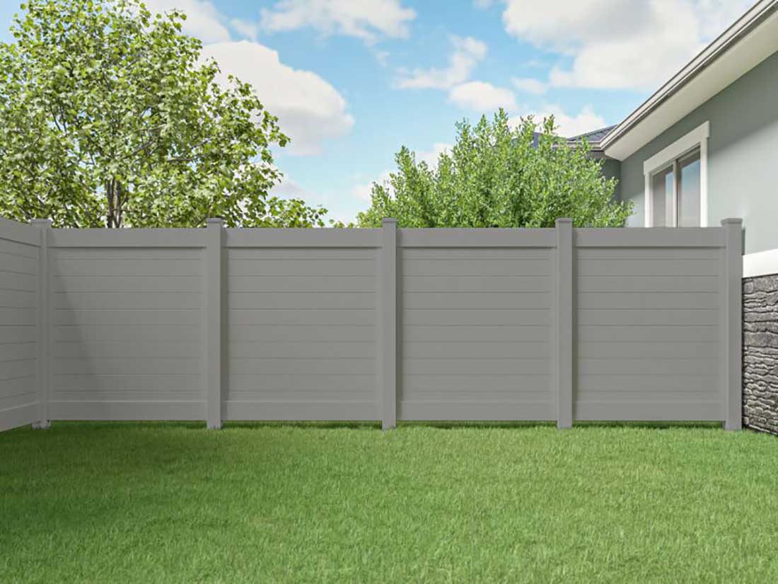 Horizontal Tan Vinyl Fence Panels-Vinyl Fence-Vinyl Privacy Fence Installed in Barrie